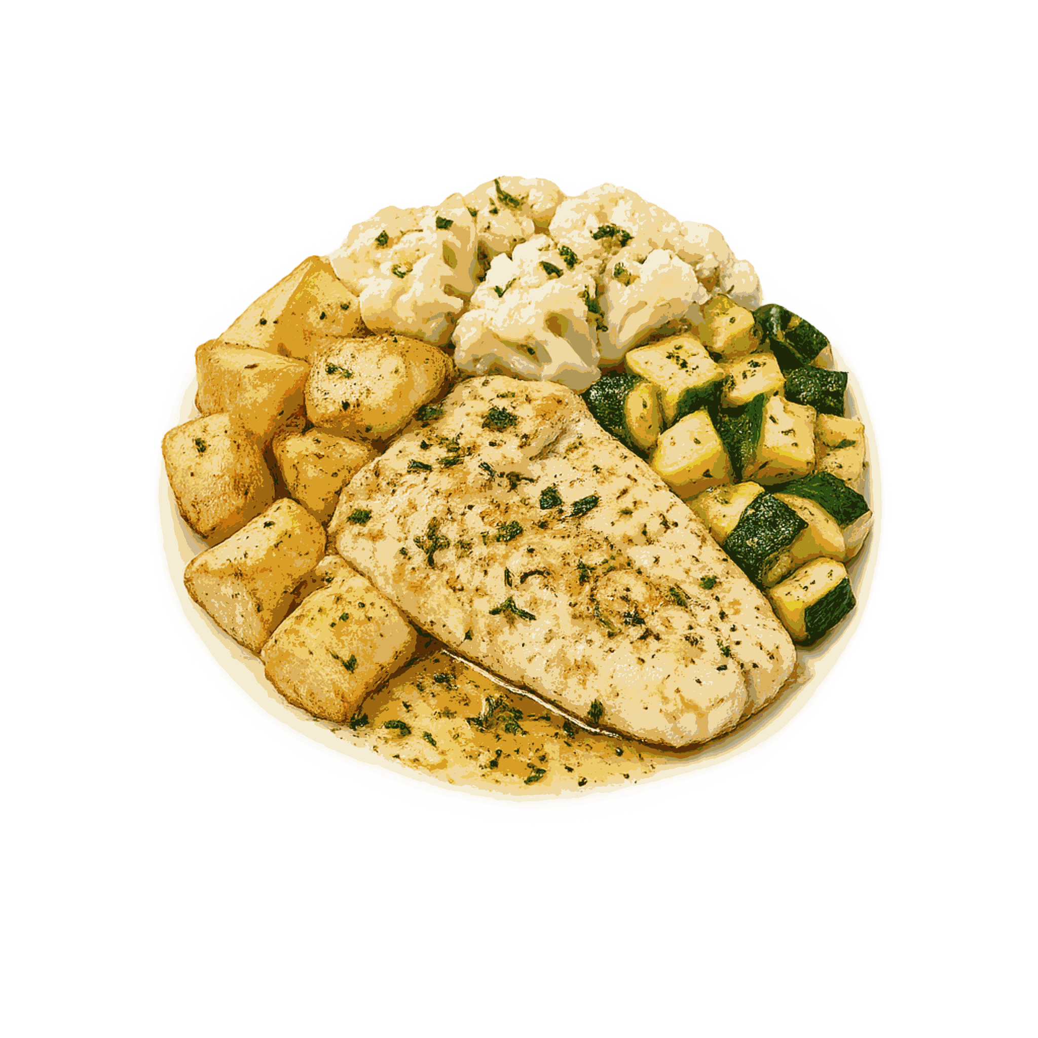 Pescado al tomillo con yuquitas al horno