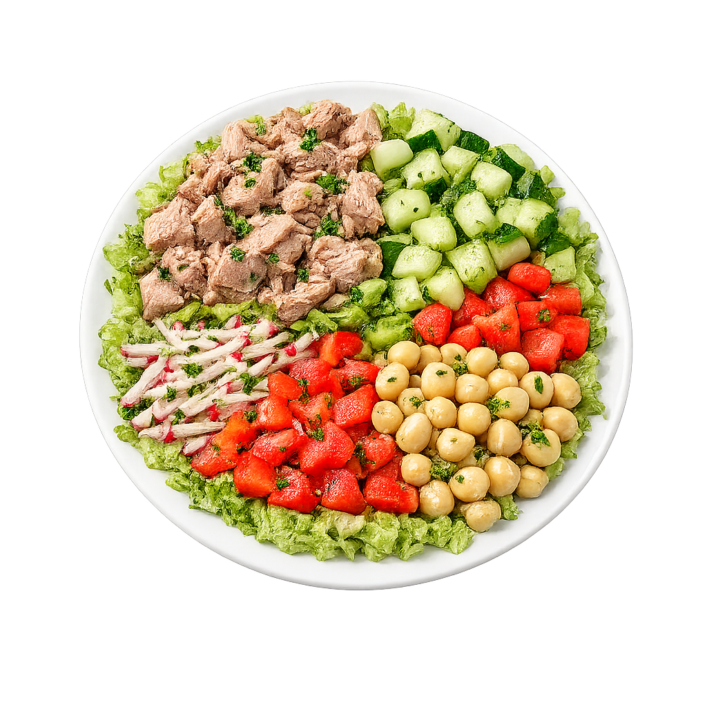 Atún con vegetales crocantes