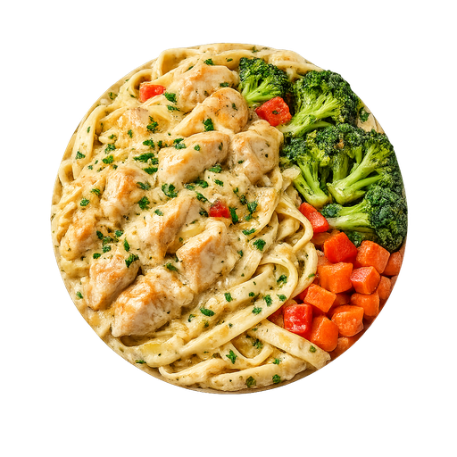 Pollo cremoso con fetuccinis a la provenzal