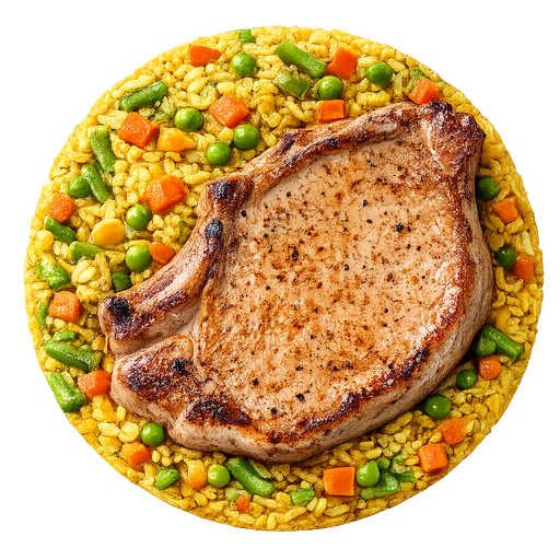 Chuleta de cerdo con arroz a la norteña