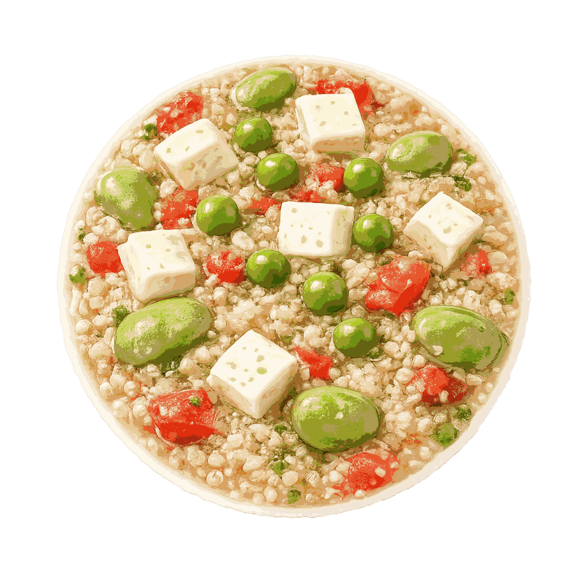 Guiso de quinua andina con queso fresco y vegetales